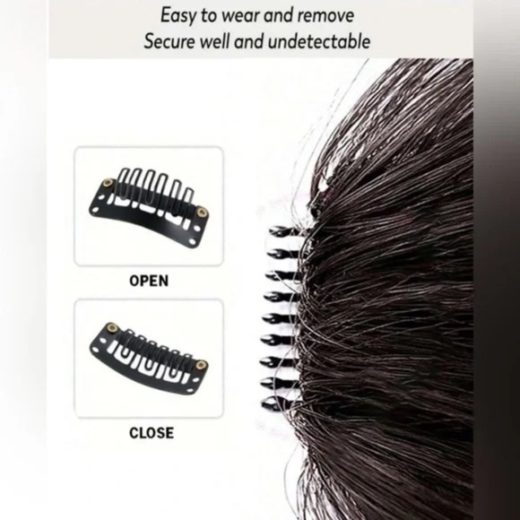 Medium Dark Brown 100% Human hair Clip-In Bangs - Picture 5 of 9